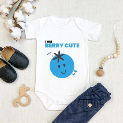 THE GIFTIE COMPANY Personalised Babygrow 0 3 6 9 12 Months BERRY CUTE Baby Clothing Boy Girl Gift