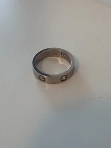 Cartier Love Ring 3 Diamonds 18K 750 White Gold 62mm CRB4032562 Size 10 0.22 CTW - Picture 1 of 4