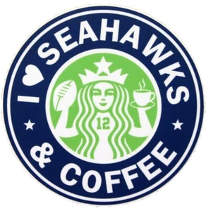 I Love Seattle Seahawks And Coffee Sticker 12th Man NFL Legion Of Boom - Picture 1 of 1