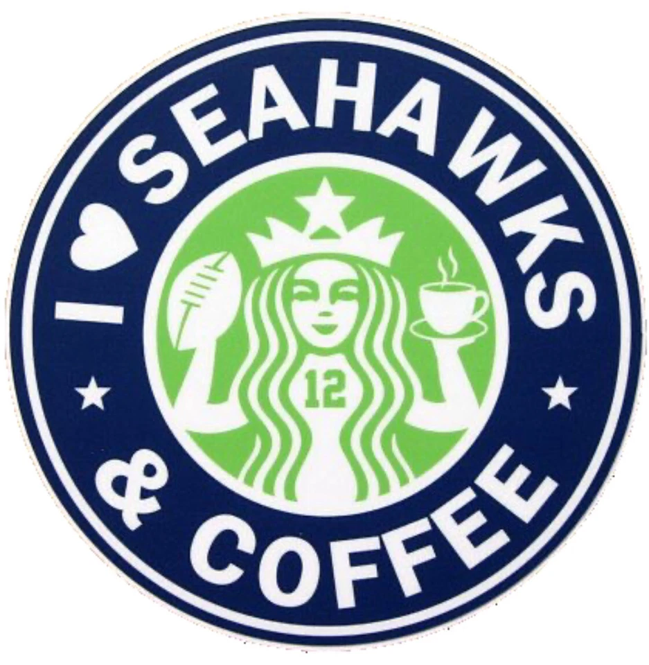 Pegatina I Love Seattle Seahawks And Coffee 12th Man NFL Legion Of Boom Foto 1 de 1