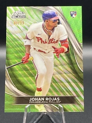 2024 TOPPS CHROME BLACK Johan Rojas RC GREEN REFRACTOR #90 /99 Phillies - Image 1 of 4