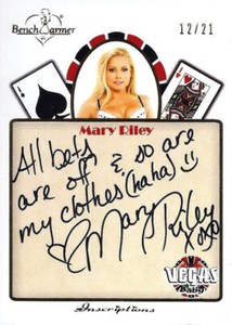 2013 Benchwarmer Vegas Baby MARY RILEY Inscription Autograph AUTO /21 "Clothes"