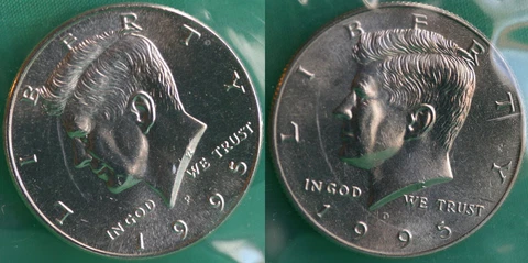 1995 P and D Kennedy Half Dollar Coin from US Mint Set 2 BU Cello Fifty Cent UNC Cover