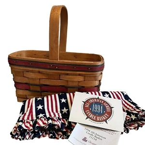 Longaberger All America Patriotic 1994 Candle Basket with Stars & Stripes Liner - Picture 1 of 11
