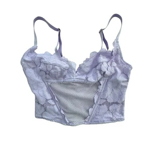 Savage Fenty Purple Floral Glow Lace Bustier Size Small Adjustable lingerie, Bra - Picture 1 of 13