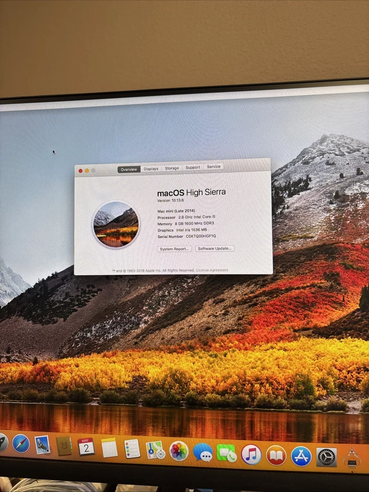 Apple A1347 Mac Mini Core i5- 2.6GHz 8GB RAM 1TB HDD  2014  MacOS High Sierra - Image 1 of 4