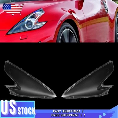 For Nissan 370Z 2009-2021 Pair Front Headlight Lens Cover Clear Left + Right - Image 1 of 4