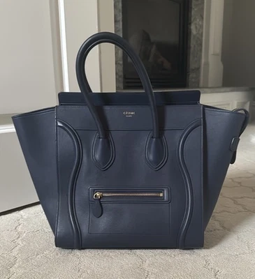 Auth Celine Navy Blue Luggage Tote Bag Italy Gorgeous - Image 1 of 4