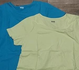 2er Set Damen Tops Größe XXL Basic Edition türkis und limettengrün - Bild 1 von 3