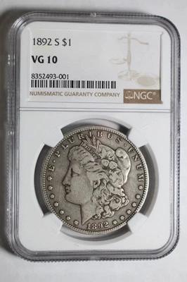 1892 S Morgan Silver Dollar NGC VG10 #001 - Image 1 of 2
