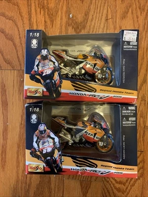 Maisto 1:18 Honda RCV 2006 Repsol Honda Team Nicky Hayden #69 Dani Pedrosa #26 - Image 1 of 4
