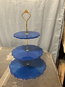 Blue Acrylic Tiered Serving Trays Homemade - Picture 1 of 4