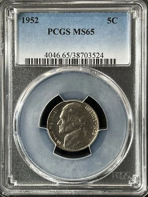 1952 5C Jefferson Nickel PCGS MS65   38703524 - Image 1 of 2
