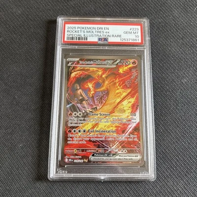Pokémon TCG Destined Rivals Team Rocket's Moltres EX Card 229/182 SIR PSA 10 - Image 1 of 2