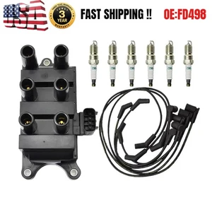 Ignition Coil+6 Spark plug+6 Wire FD498 For Ford F150 E150 Taurus Mazda Mercury - Picture 1 of 18