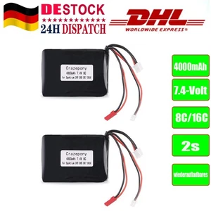 2Stk 4000mAh 2S Lipo Battery 7.4V JST JR Plug Balancer Connector Transmitter DE - Bild 1 von 11