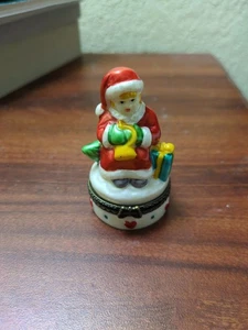 Vintage Frau Weihnachtsmann Miniatur Schmuckschatulle Weihnachten aufklappbar Schmuck Pille - Bild 1 von 6