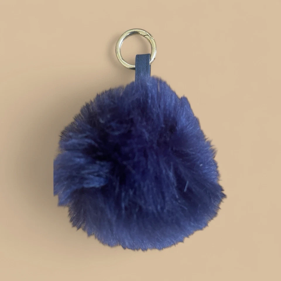 Chaveiro de pele grande Pom Pom bola folhada chaveiro/bolsa bolsa charme 5" (azul) - Imagem 1 de 4
