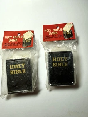 Dois (2) - Mini bancos de moedas vintage da Bíblia Sagrada - Japão - Novo estoque antigo - Imagem 1 de 4