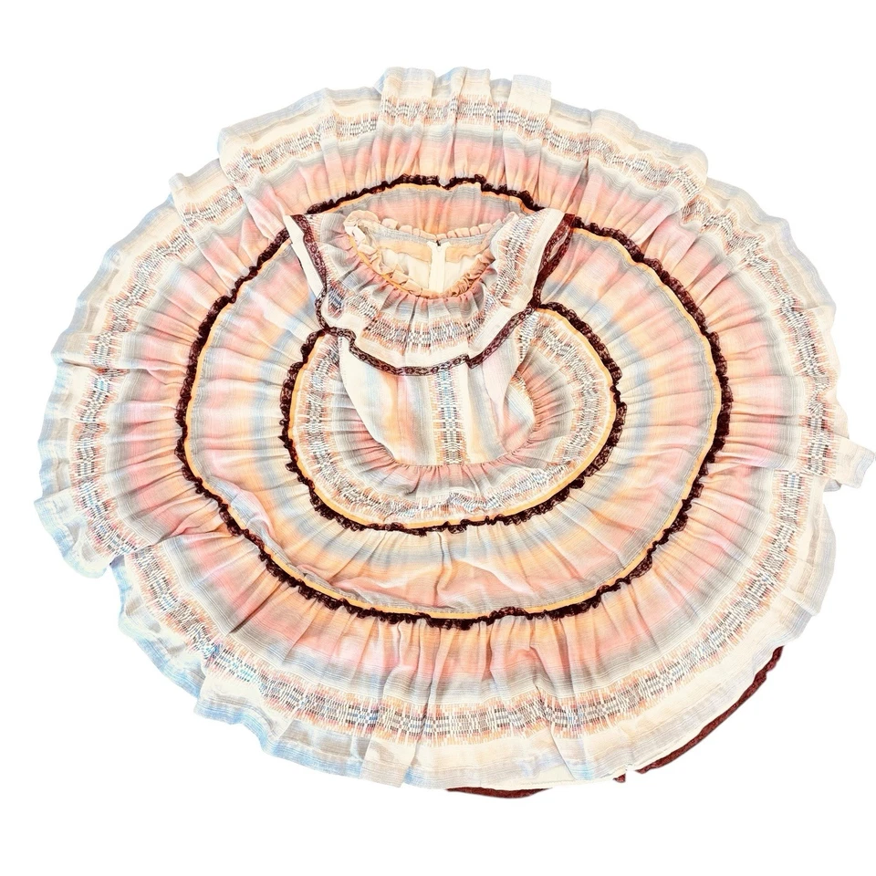 Vestido Rockabilly Western Vintage Años 70 Rosa Puesta de Sol Cuadrado Baile Círculo Completo M Foto 1 de 4