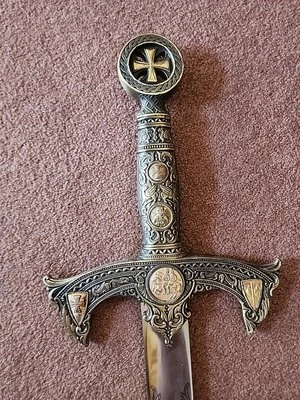 VTG Style Sword 47" Long Stainless Steel Talwar Knights Templar Viking Decor - Image 1 of 3