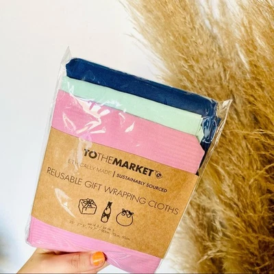 NUEVO ANTHRO TO THE MARKET 3 paños reutilizables para envolver regalos azul púrpura verde menta Foto 1 de 4