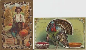 2 - Nice 1907 Embossed Thanksgiving Day Postcards - Picture 1 of 1