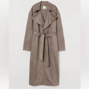 H&M Faux Suede Tan Beige Taupe Trench Coat Jacket - XXL - Picture 1 of 6