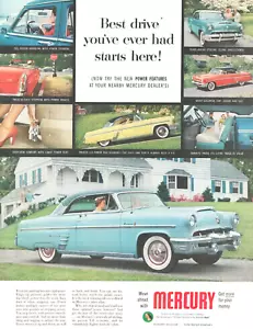 1953 FORD MERCURY automobile d'epoca PRINT AD power economy auto whitewall pneumatici - Foto 1 di 1