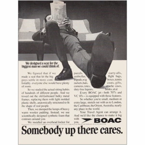 1969 BOAC: Designed a Seat for the Biggest Man Vintage Print Ad - Bild 1 von 1