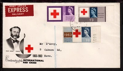 GREAT BRITAIN 1963 INTERNATIONAL RED CROSS ILLUSTRATED FD COVER EXPRESS DELIVERY - Image 1 of 2