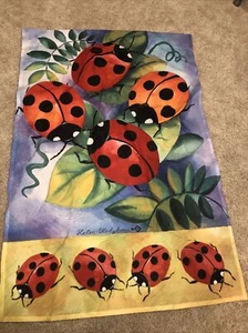 Helen Vladykina Ladybug Floral Garden Flag 23.5 x 35.5 - Picture 1 of 3