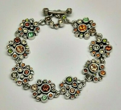 Beautiful Patricia Locke Silver Plate 8" Bracelet THICKET Story Swarovski NWOT - Image 1 of 4
