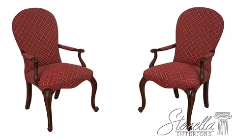 60918EC: Pair HICKORY CHAIR CO Upholstered Balloon Back Armchairs Cover