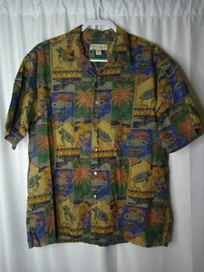 Camisa Hawaiana Tori Richard Honolulu Talla XL Pez Tortuga 100% Algodón Césped - Imagen 1 de 4