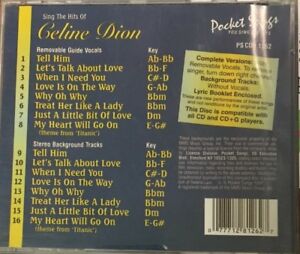 Pocket Songs Karaoke CDG Disc (PSCD1262) - Sing The Songs Of Celine Dion