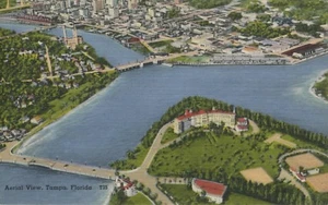 Postal de lino vintage con vista aérea Tampa FL Florida Fla - Imagen 1 de 2