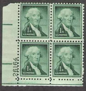 US. 1031. 1c. George Washington, Liberty. PB4 #26164 LL. MNH. 1956 - Picture 1 of 2