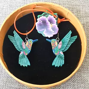 BNIB ERSTWILDER X FRIDA KAHLO FRIDA'S HUMMINGBIRD EARRINGS BLUE BIRDS - Picture 1 of 7