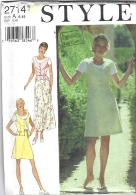 Style Sewing Pattern 2714, Vest Style Top and Skirts, Size 6 - 16, Uncut - Image 1 of 2