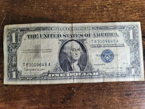 1957 Silver Certificate Rare Dollar Bill Blue Seal Old US Bill $1 Money Series B Cover