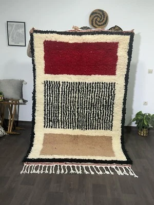 Alfombra moderna abstracta de lana azilal marroquí - diseño naranja y Art Deco Foto 1 de 4