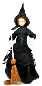 Dolls House Victorian Witch In A Black Dress Tumdee 1:12 Scale Miniature Doll - Picture 1 of 1