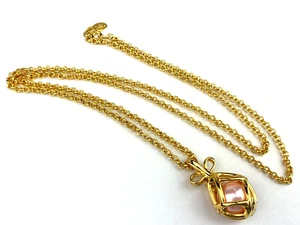 JOAN RIVERS Vintage Gold Tone Necklace Caged Ball - Picture 1 of 8