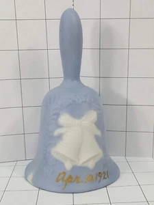 Blue porcelain collector bell with white bells embossed dated  April 10 1921 #86 - Picture 1 of 4