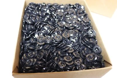 1728x Pack Lot Emsig USA Made Military Buttons 1/2" Charcoal Black 4 Hole - Image 1 of 4