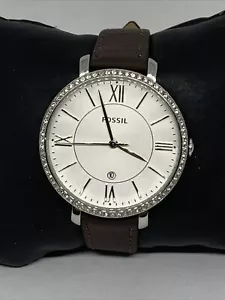Fossil Jacqueline ES3545 Women's Leather Analog Silver Dial Quartz Watch WO31 - Picture 1 of 12