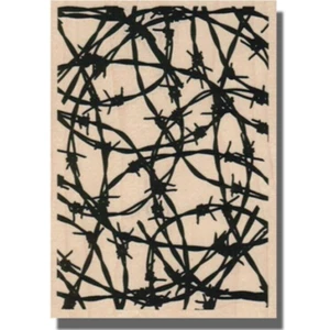 BARB WIRE, Mounted Rubber Stamp, Background,Cow, Farm,Cowboy,Fence,Media,Collage - Picture 1 of 2