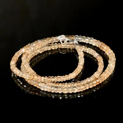 AAA+ Collar Hecho a Mano Rondelle Facetado Citrino Amarillo 3-4MM Piedras Preciosas Cuentas 18" Foto 1 de 4