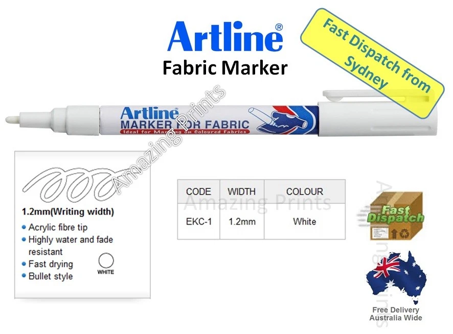GENUINE Artline White Fabric Marker pen pack Laundry Cloth Textile Linen paint - image 1 of 1
